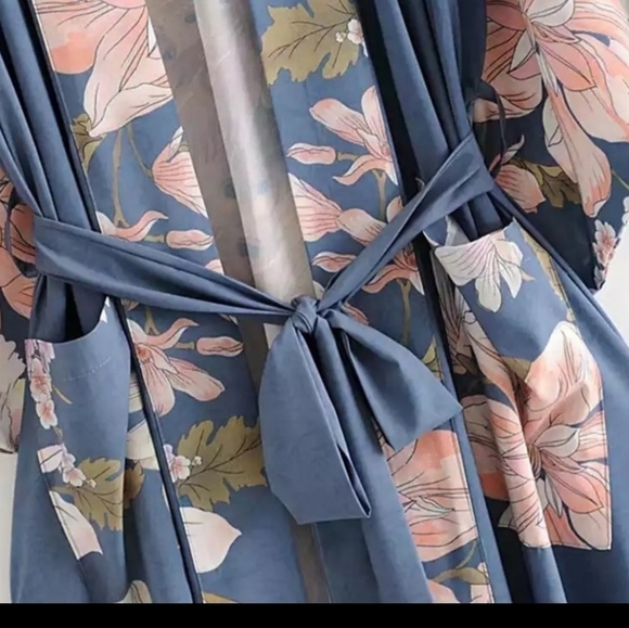 🌸nwot🌸 Vintage Inspired Boho Gypsy Floral Peacock Waterfall Spell Kimo - Picture 11 of 17